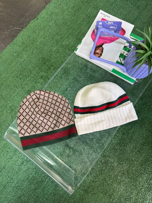 DS Gucci Brown Wool Web Beanie