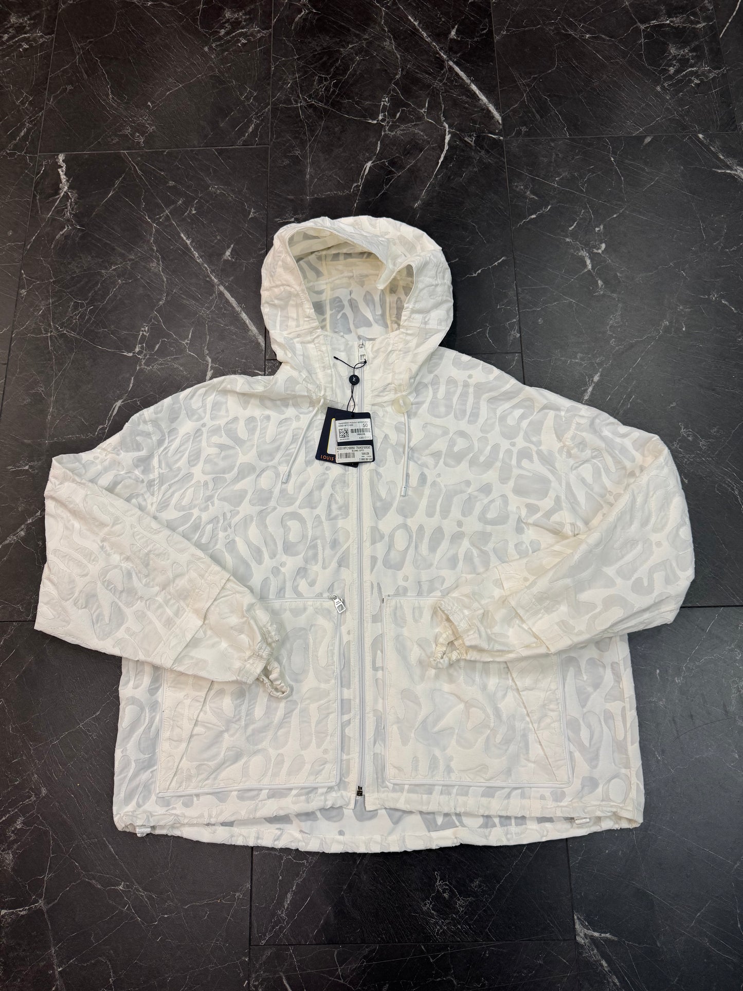 DS LV Transparent Packable White Windbreaker