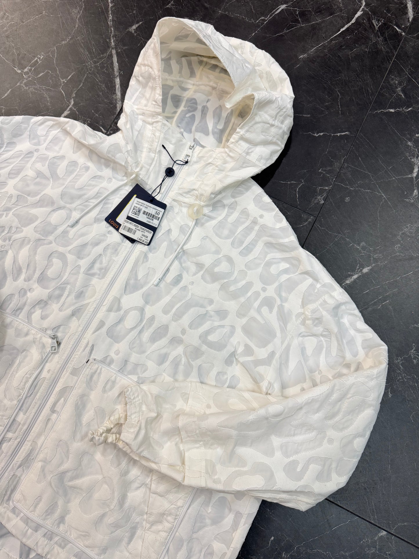 DS LV Transparent Packable White Windbreaker